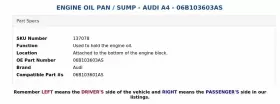 06B103603AS AUDI Engine Oil Pan Sump A4 #2