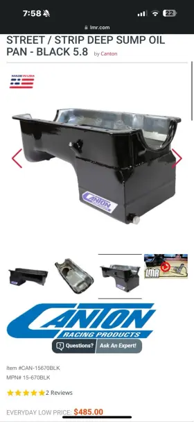 15-670SBLK CANTON RACING Fox Body Rear Sump Oil Pan 351W Ford