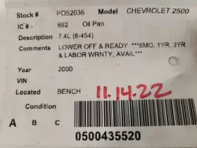 TCHE25OLD CHEVROLET TRUCK Oil Pan 2500 #3