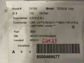 TDODR1500 DODGE TRUCK Oil Pan #2