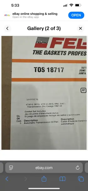 TOS18717 FEL-PRO Trans Oil Pan Gasket Chevy Buick Olds Saturn