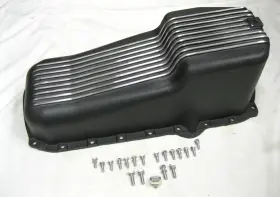 GH8444BLK GEARHEAD Block Finned Oil Pan 305 350 Chevy