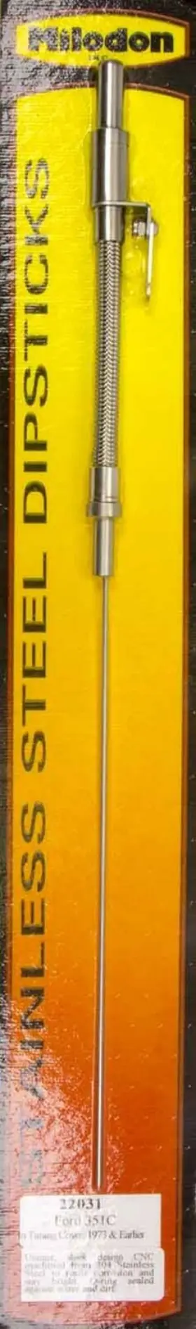 22031 MILODON Steel Timing Cover Dipstick Ford #2