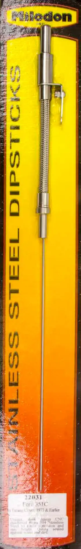 22031 MILODON Steel Timing Cover Dipstick Ford #3