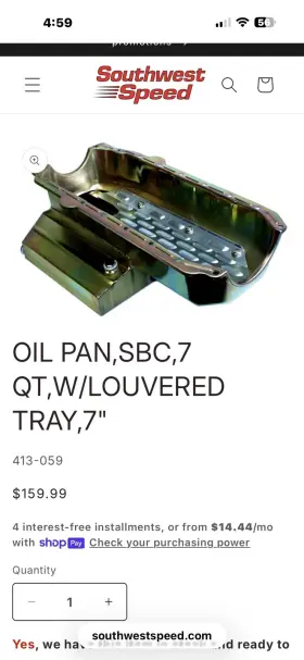 413-059 SOUTHWEST SPEED Oil Pan Louvered Tray Racing