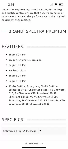 GMP02A SPECTRA PREMIUM INDUSTRIES INC Engine Oil Pan #2