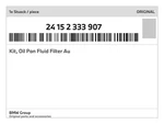 Genuine Bmw Kit, Oil Pan Fluid Filter Au 24-15-2-333-907 New. Fixed Price $199.15.