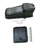 Small Block Chevy Finned Black Aluminum Stock Oil Pan + 700r4 Transmission. Fixed Price $154.95.