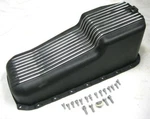 1955 Newer Chevy 265 283 305 350 400 V8 Finned Black Aluminum Stock Oil Pan Sbc. Fixed Price $90.75.
