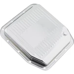 Steel Transmission Pan, Stock Capacity, Ribbed, Chrome, Fits Ford Aod. Fixed Price $62.99.