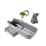 Stock Claimer Oil Pan Combo, Left Hand Side Dipstick, Fits Small Block Chevy. Fixed Price $119.99.