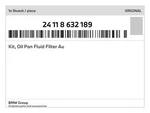 Genuine Bmw Kit, Oil Pan Fluid Filter Au 24-11-8-632-189 New. Fixed Price $231.22.