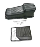 Small Block Chevy Finned Black Aluminum Stock Oil Pan Turbo 350 Transmission. Fixed Price $1154.75.